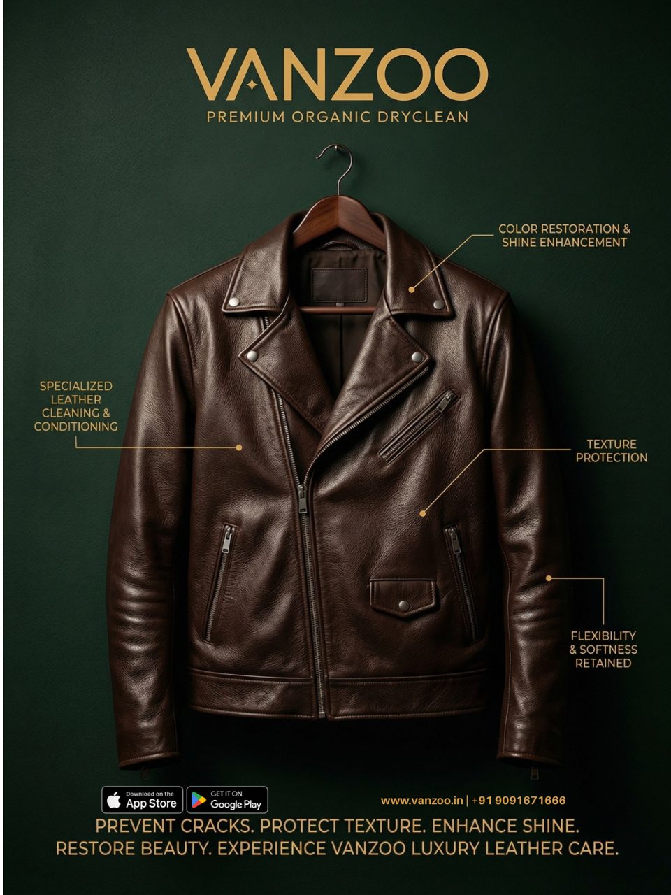 Dark brown leather jacket — Vanzoo leather care and conditioning