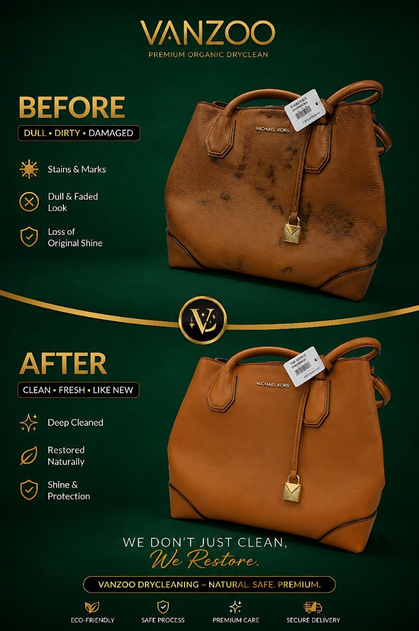 Before and after: a leather handbag cleaned and revived by Vanzoo