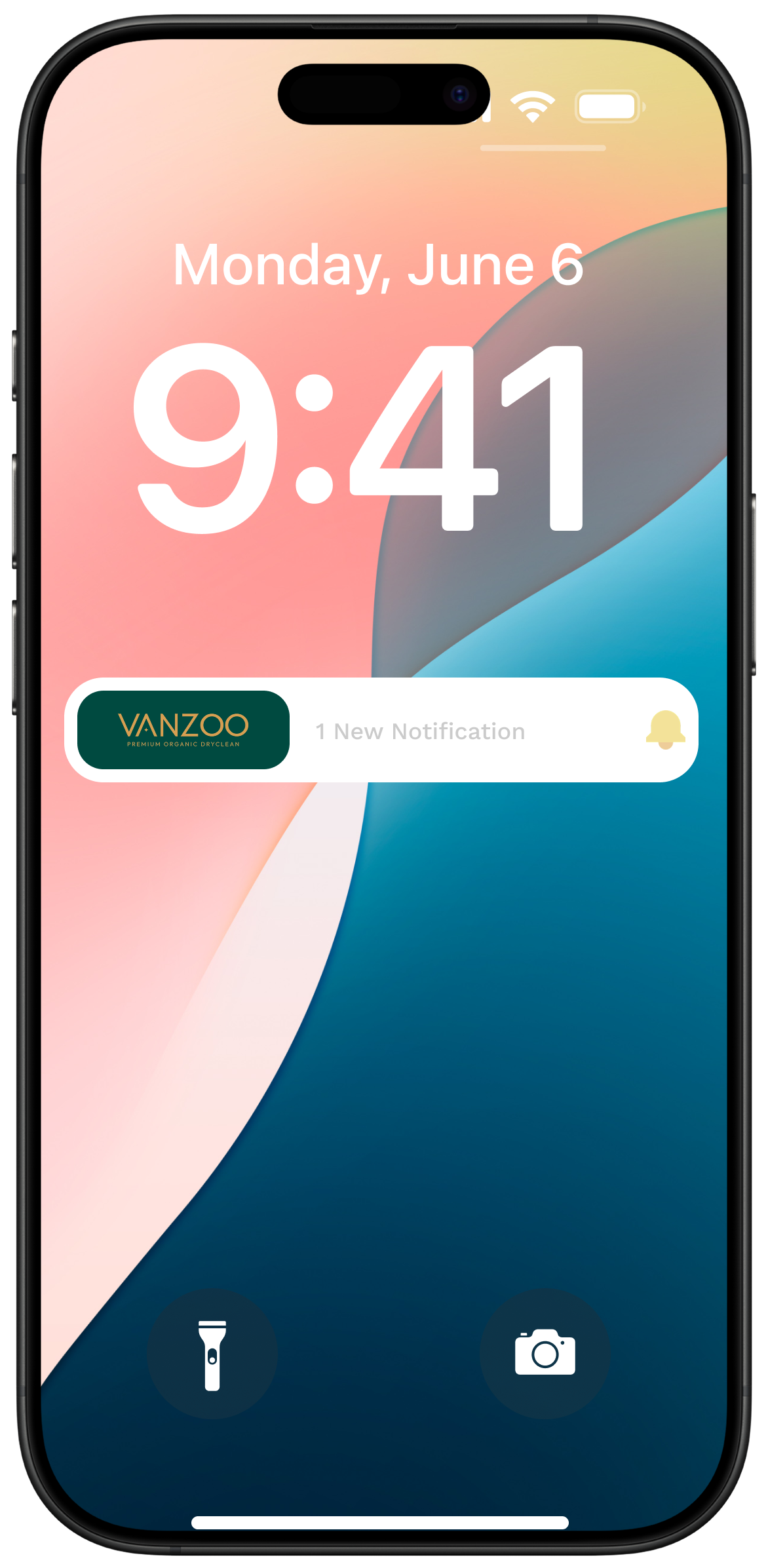 Vanzoo dry cleaning app shown on a smartphone, used to book pickups and track garment orders