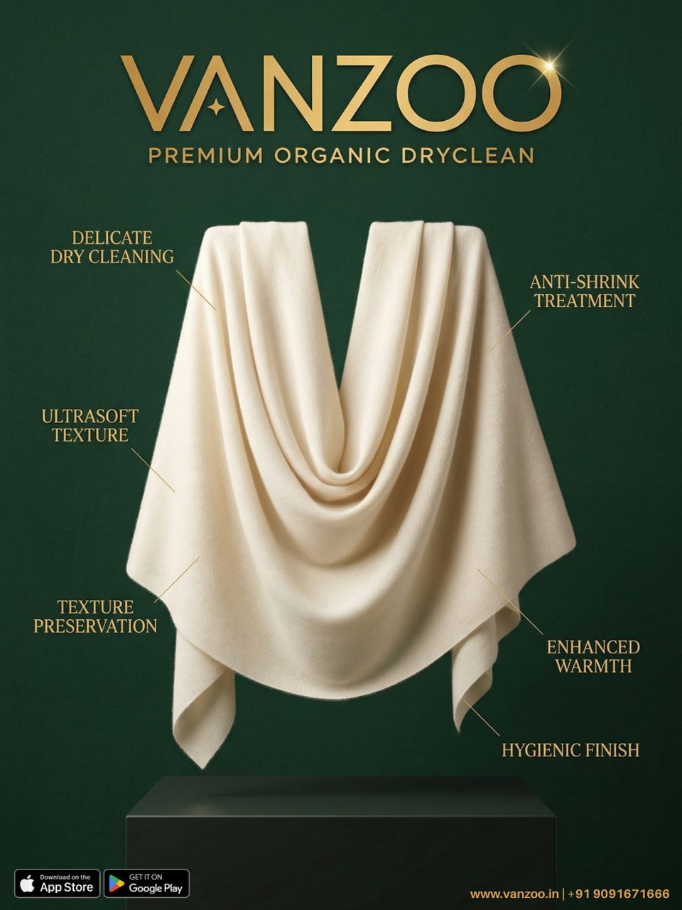 Ivory pashmina shawl — Vanzoo ultrasoft texture preservation and hygienic finish