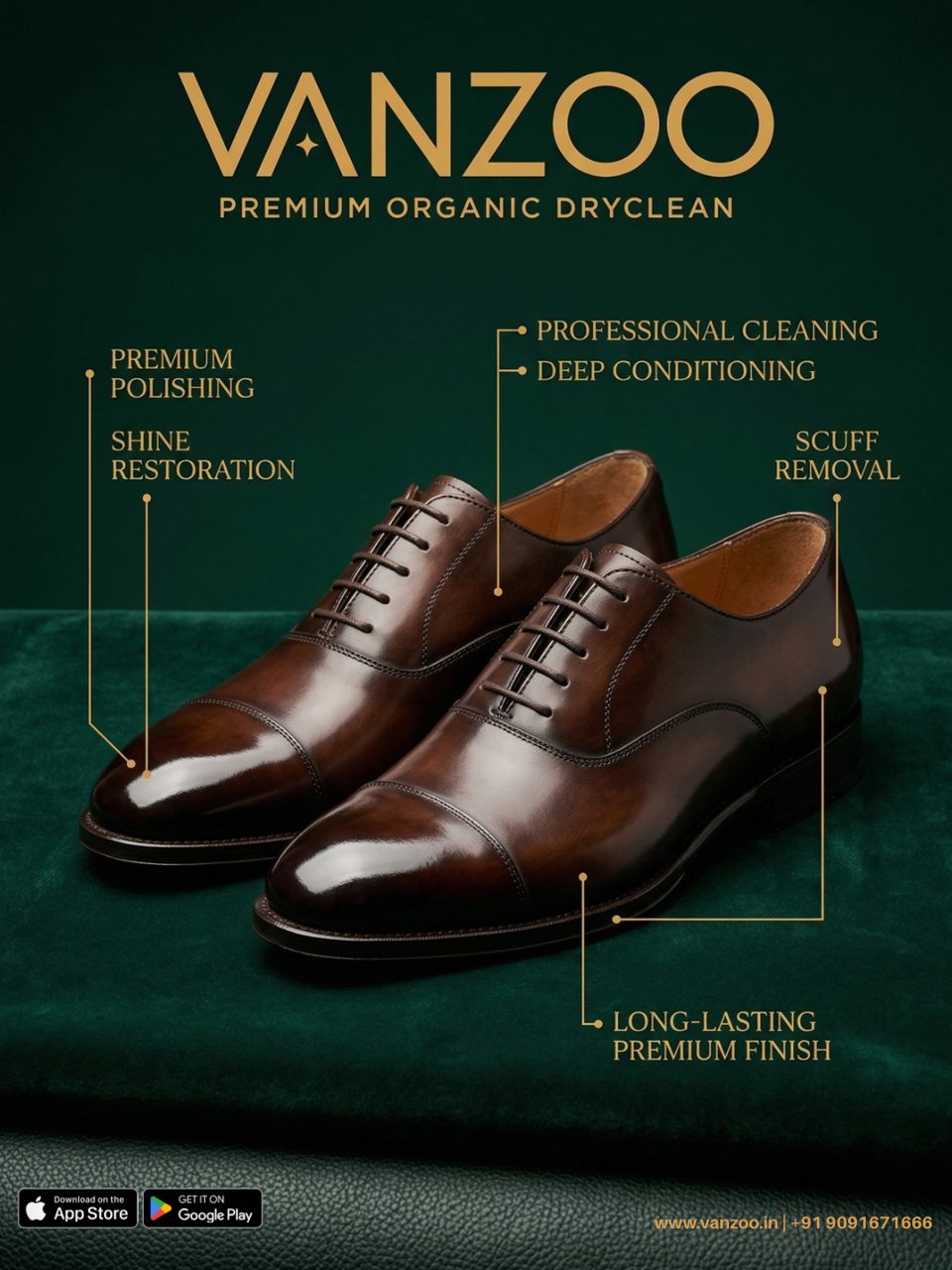 Brown leather brogues — Vanzoo shoe polishing, deep conditioning and scuff removal