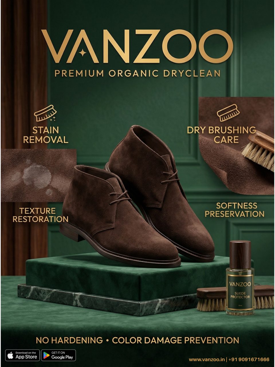 Brown suede chukka boots — Vanzoo suede boot cleaning with stain removal and texture care