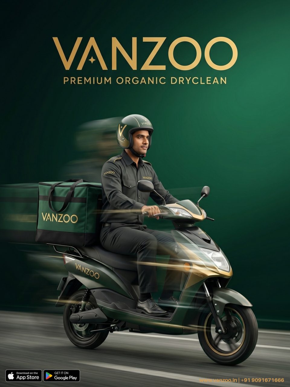 Vanzoo rider on a scooter — fast pickup and delivery