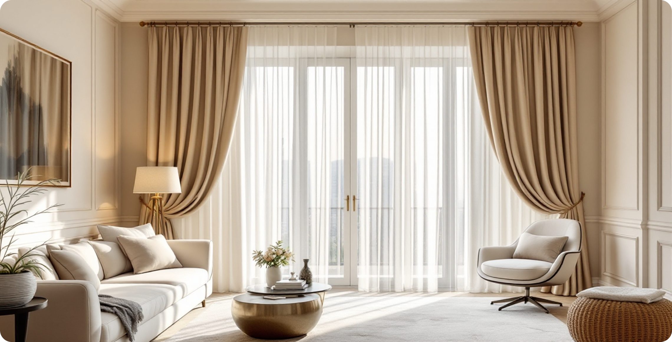 Freshly cleaned curtains rehung by the Vanzoo team in a Gurgaon home