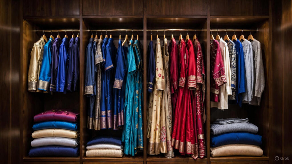 Step-by-step illustration showing how dry cleaning works for luxury garments, including inspection, stain treatment, machine cleaning, hand-finishing, and careful packaging of designer clothes.